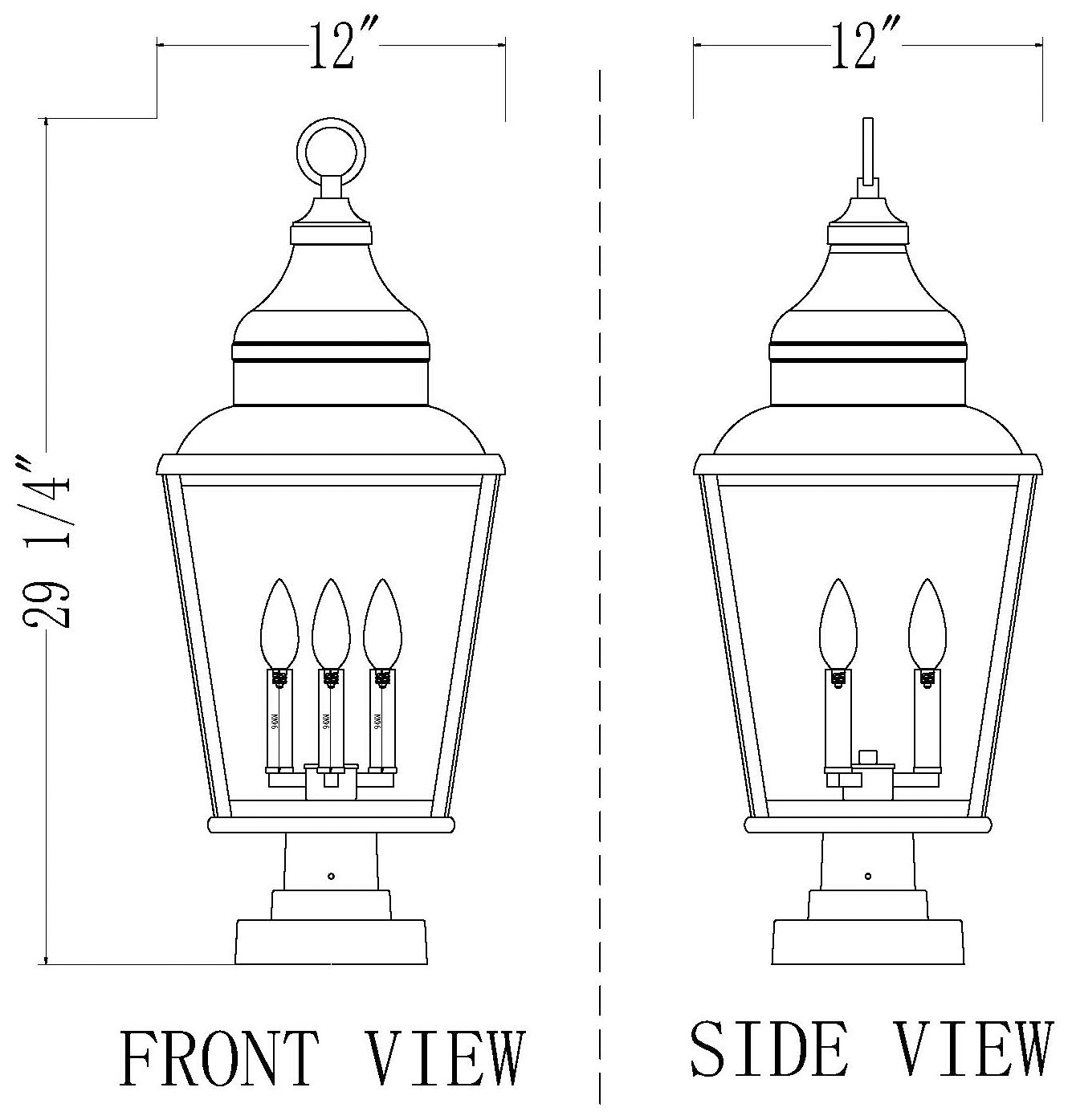 Raphael by Z-Lite Sand Black 3 Light Outdoor Pier Mounted Fixture