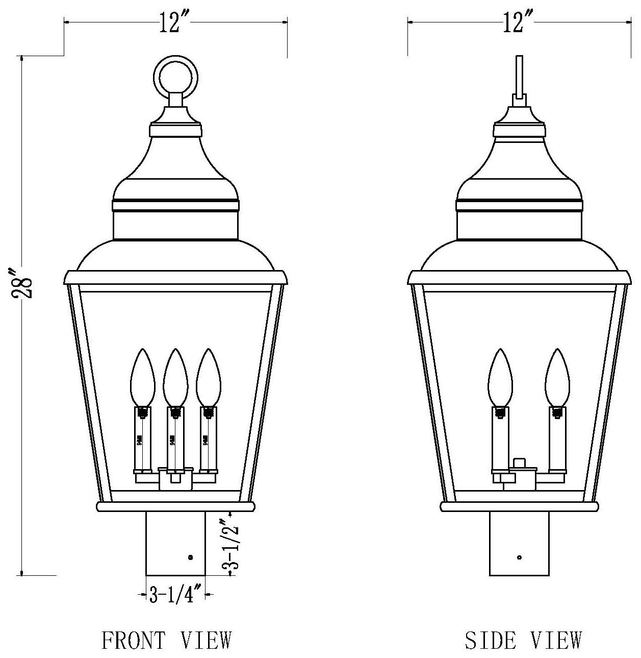 Image 6 Raphael by Z-Lite Sand Black 3 Light Outdoor Post Mount Fixture more views