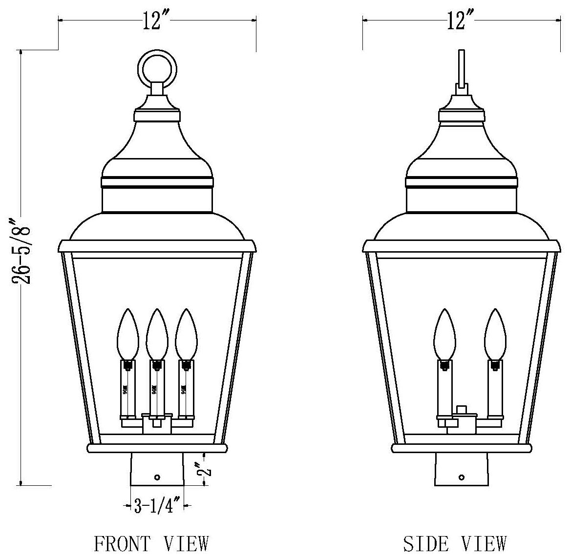 Image 6 Raphael by Z-Lite Sand Black 3 Light Outdoor Post Mount Fixture more views