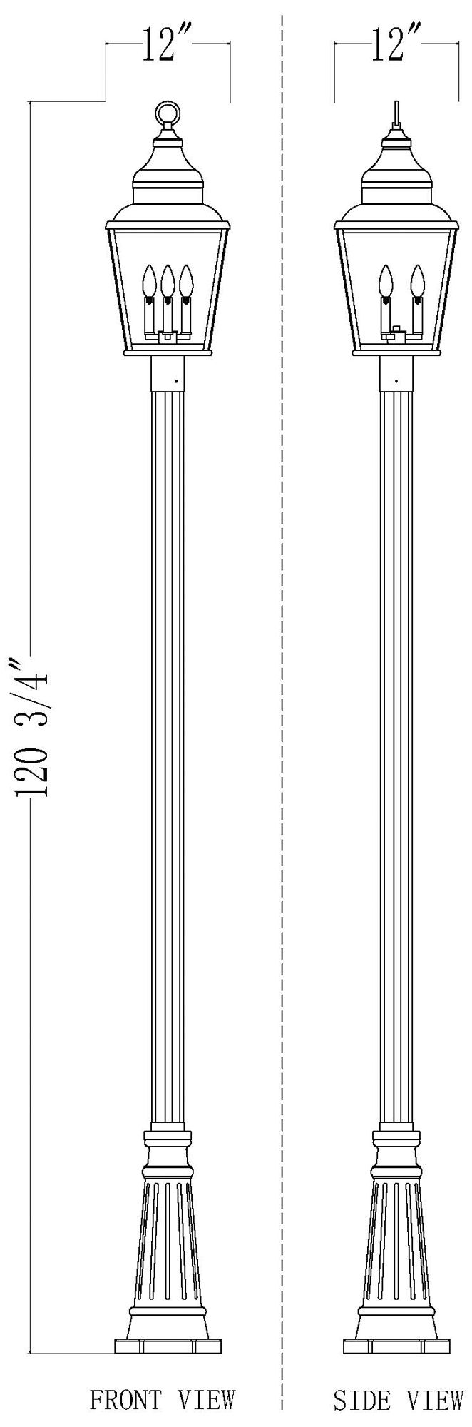 Raphael by Z-Lite Sand Black 3 Light Outdoor Post Mounted Fixture