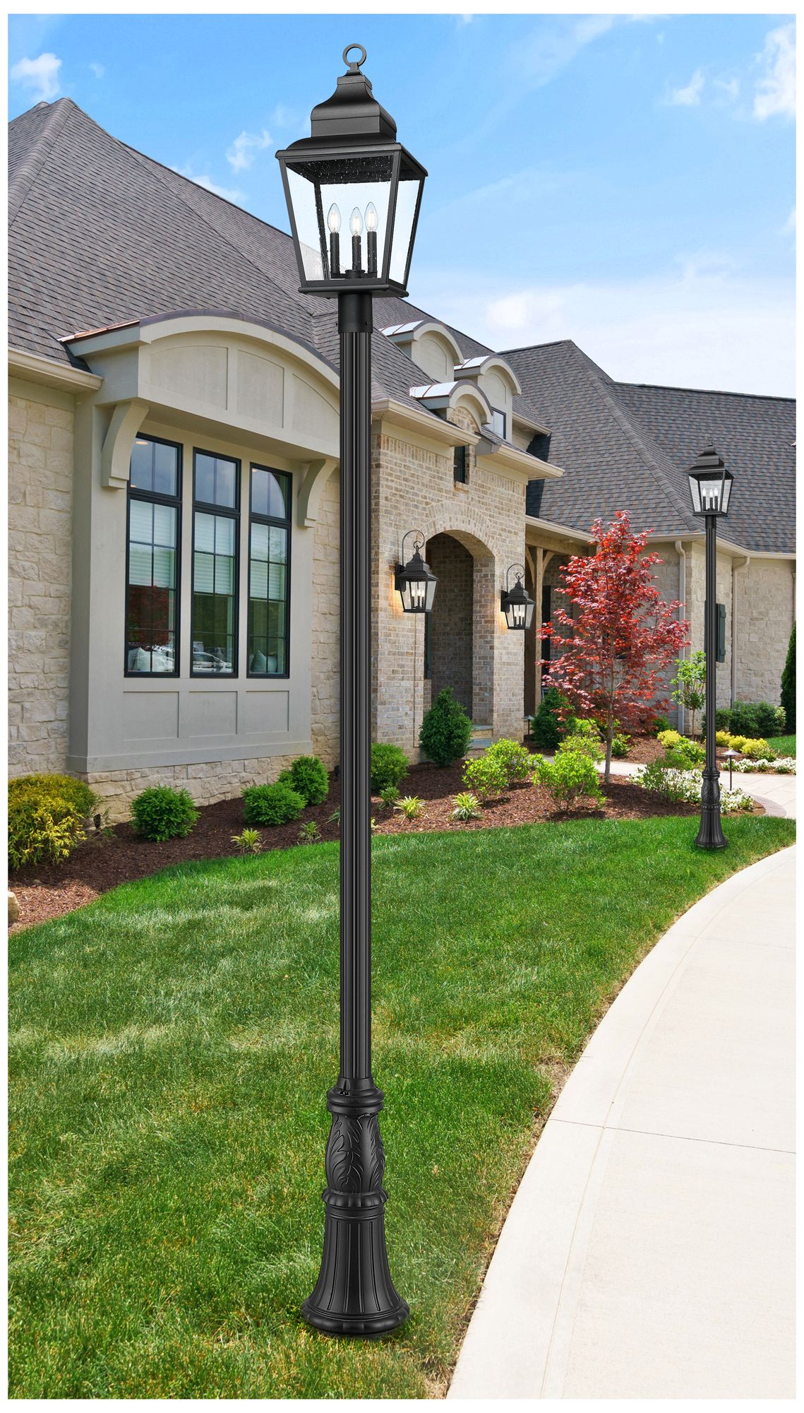 Image 3 Raphael by Z-Lite Sand Black 3 Light Outdoor Post Mounted Fixture more views