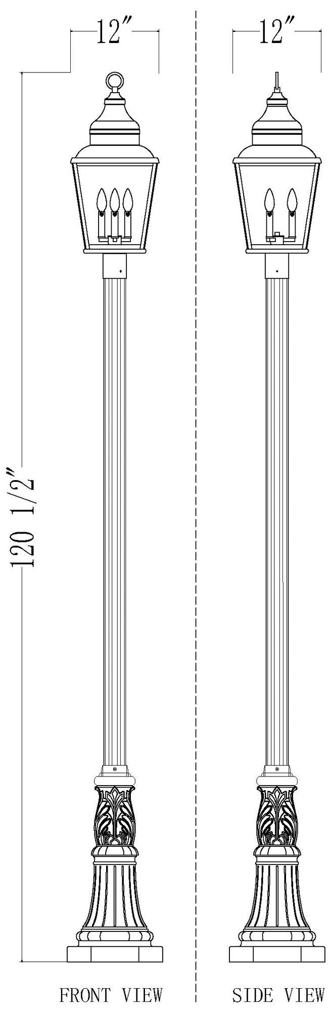 Raphael by Z-Lite Sand Black 3 Light Outdoor Post Mounted Fixture