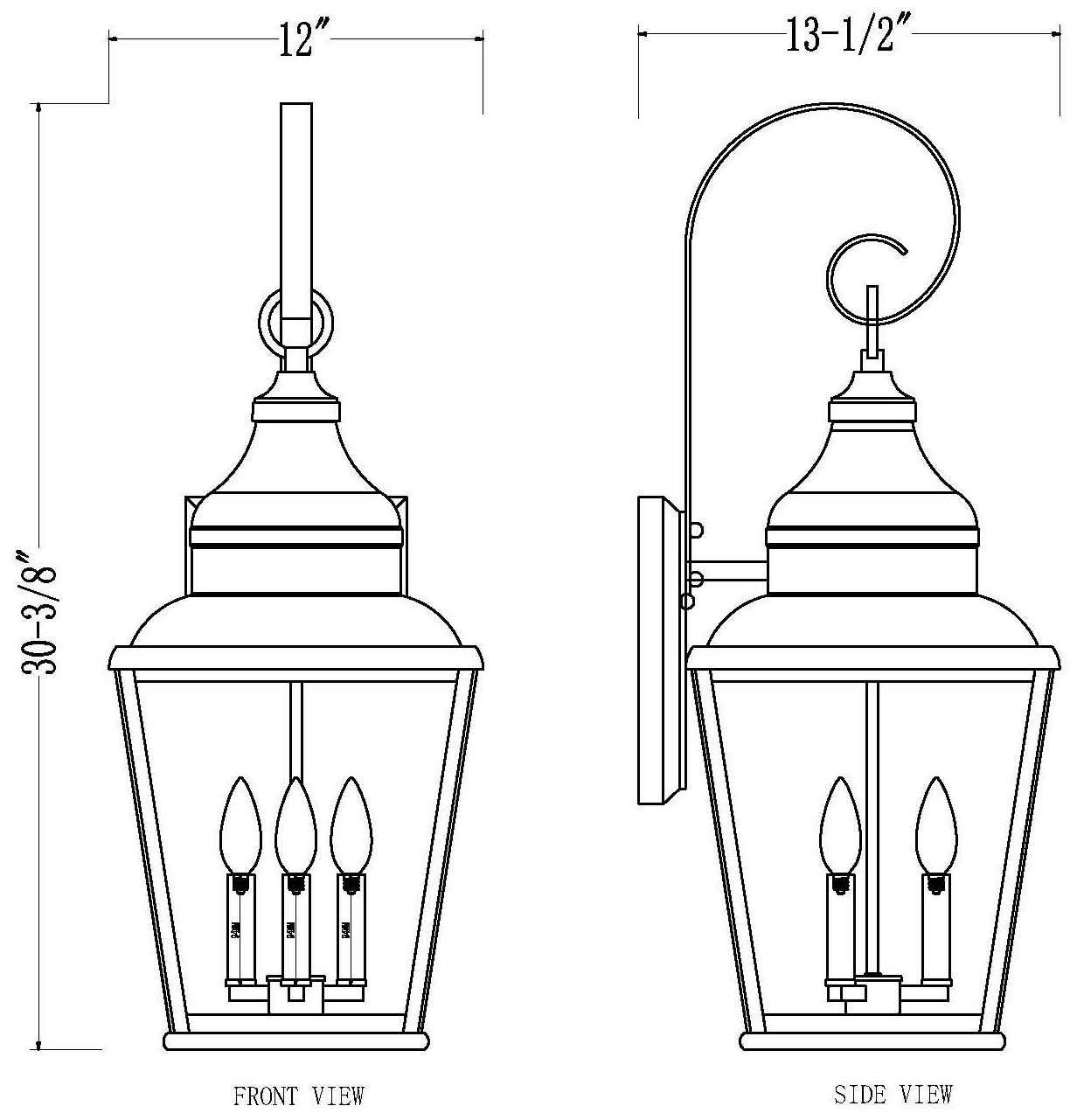 Raphael by Z-Lite Sand Black 3 Light Outdoor Wall Light