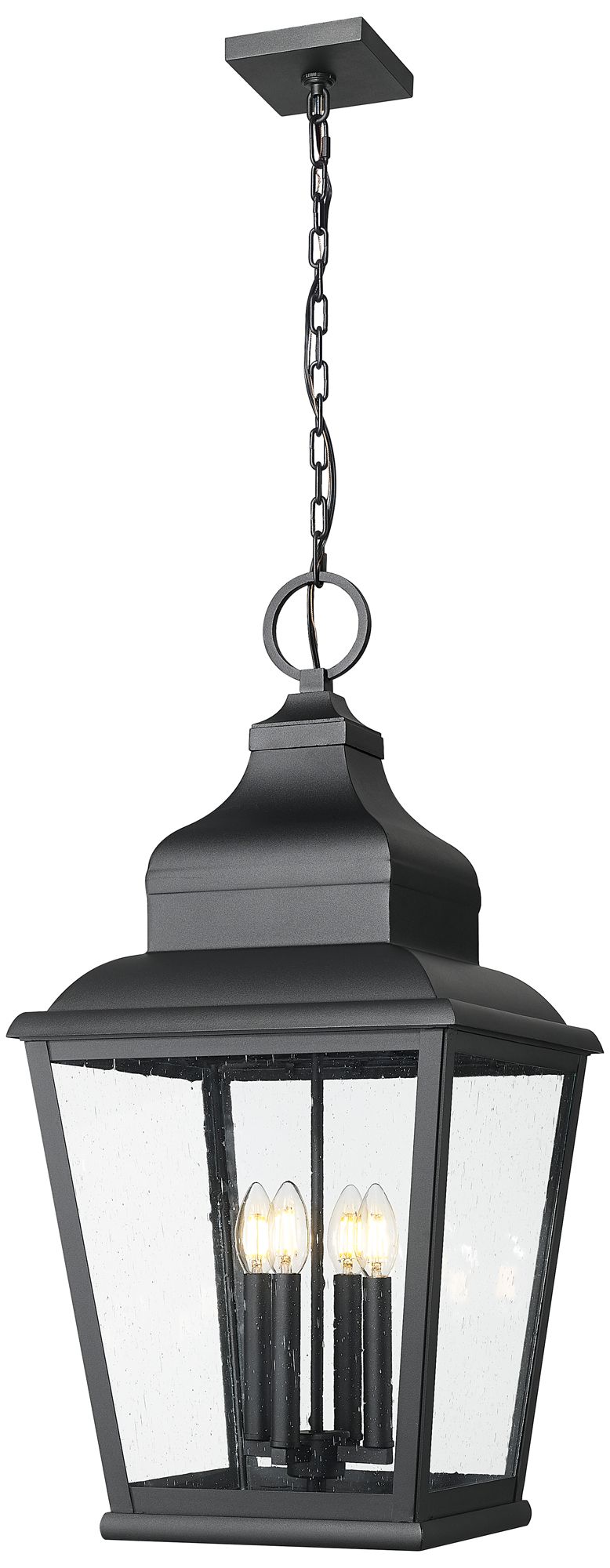 Raphael by Z-Lite Sand Black 4 Light Outdoor Chain Mount Ceiling Fixture