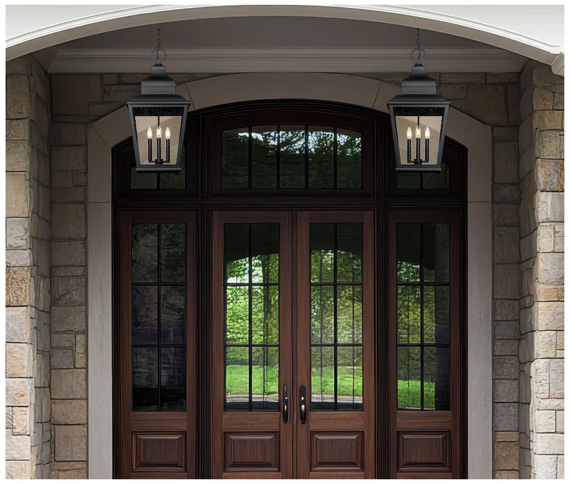 Image 2 Raphael by Z-Lite Sand Black 4 Light Outdoor Chain Mount Ceiling Fixture more views