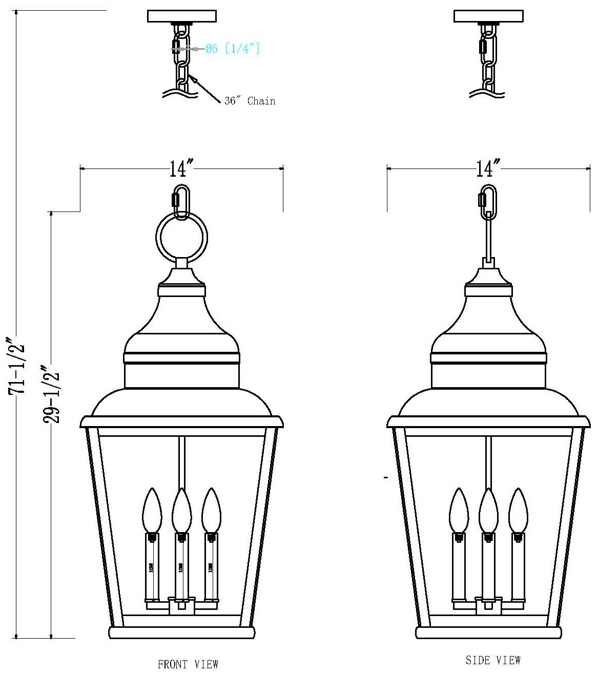 Raphael by Z-Lite Sand Black 4 Light Outdoor Chain Mount Ceiling Fixture