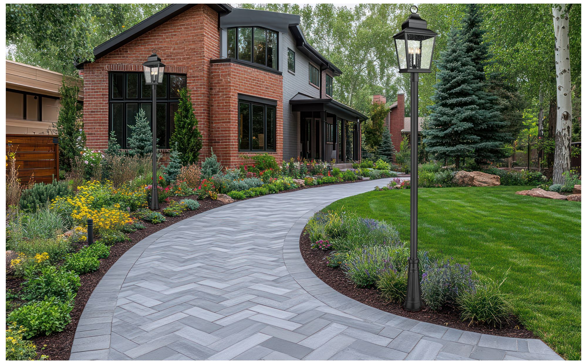 Image 3 Raphael by Z-Lite Sand Black 4 Light Outdoor Post Mounted Fixture more views