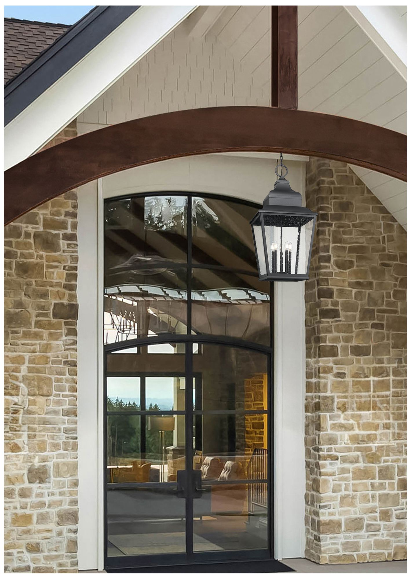 Image 3 Raphael by Z-Lite Sand Black 5 Light Outdoor Chain Mount Ceiling Fixture more views