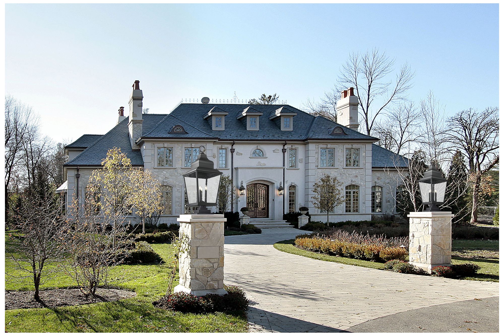 Image 2 Raphael by Z-Lite Sand Black 5 Light Outdoor Pier Mounted Fixture more views