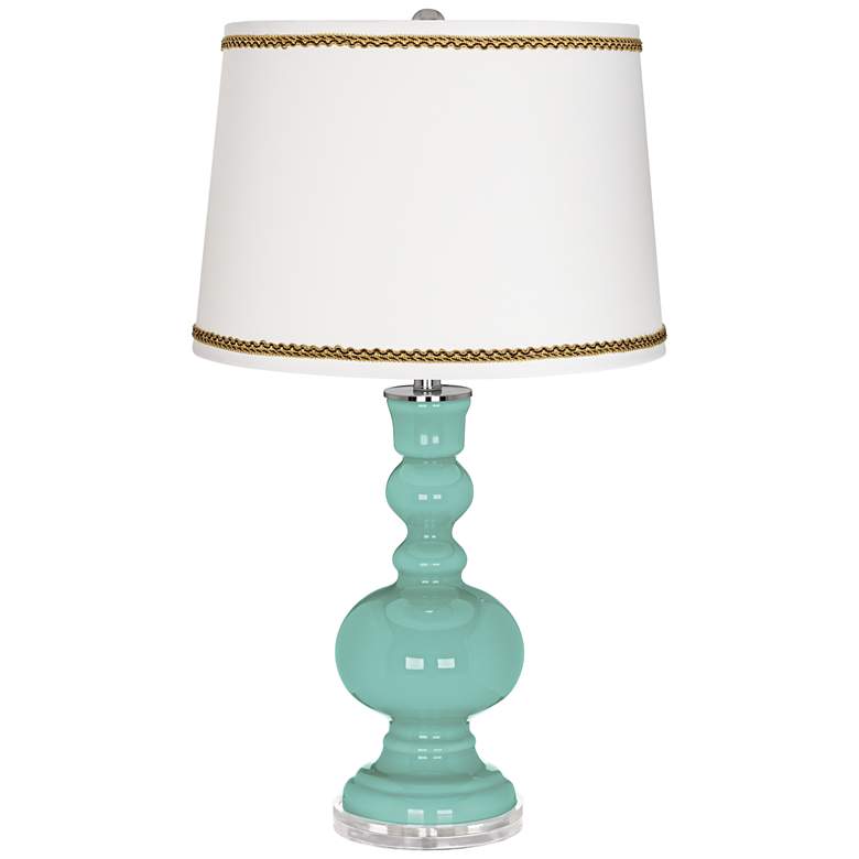 Image 1 Rapture Blue Apothecary Table Lamp with Twist Scroll Trim