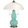 Rapture Blue Gourd-Shaped Table Lamp with Alabaster Shade