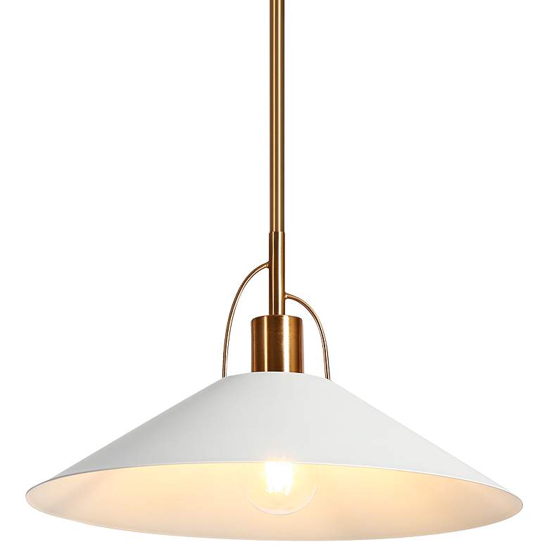 Image 1 Raratienner 14" Wide Brass and Matte White Pendant Light