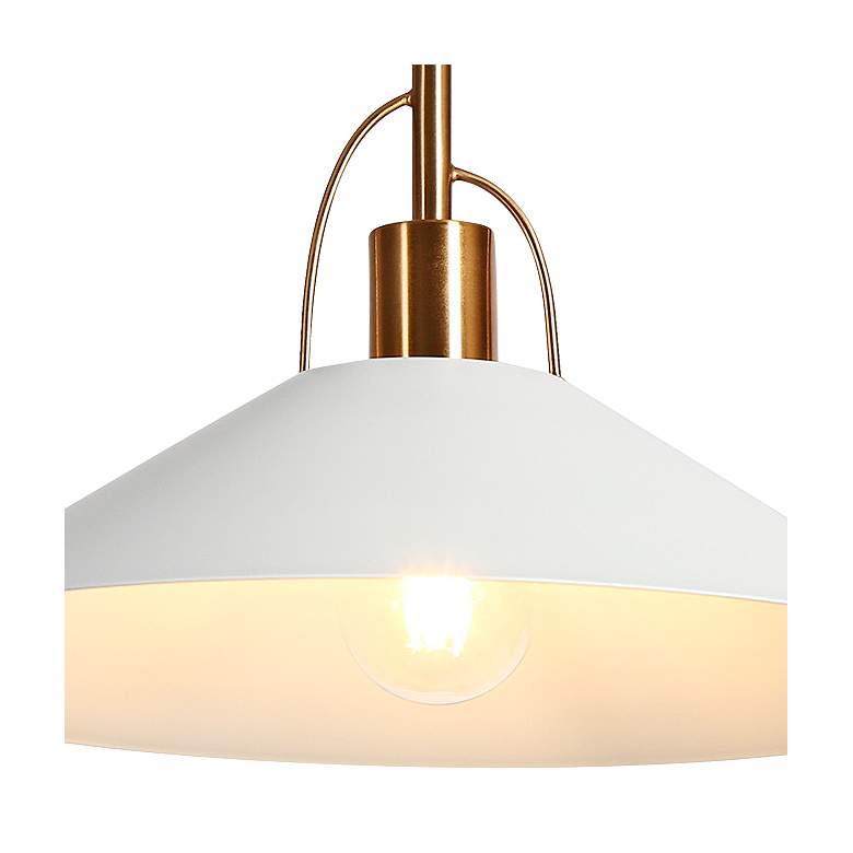 Image 2 Raratienner 14" Wide Brass and Matte White Pendant Light more views