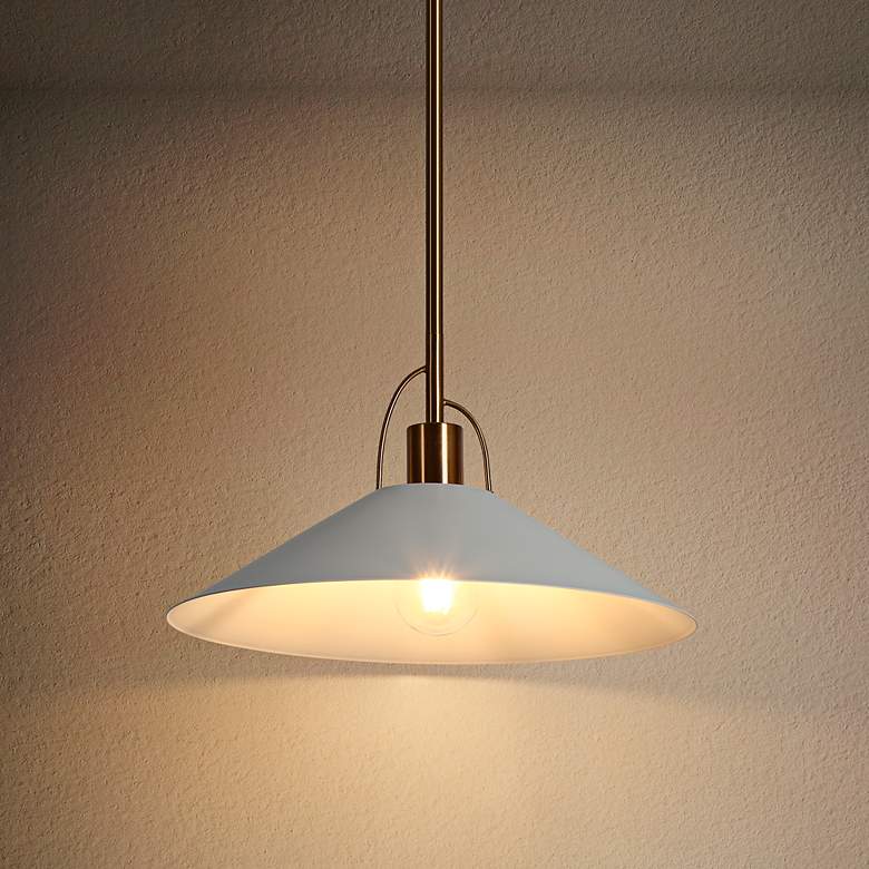 Image 7 Raratienner 14" Wide Brass and Matte White Pendant Light more views