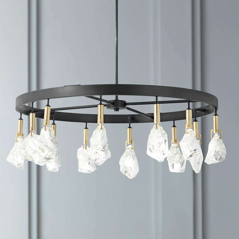 Image 1 Rare Elements 32" Wide Sand Coal 12-Light LED Chandelier