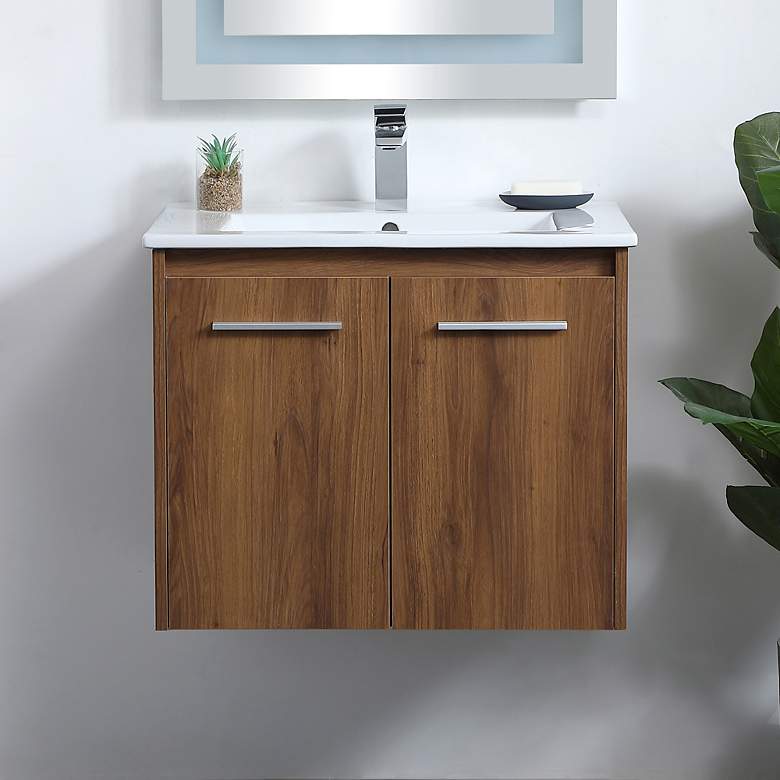 Image 1 Rasina 24" Wide Walnut Brown Single Sink Bathroom Vanity
