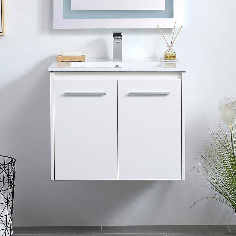 Image 1 Rasina 24" Wide White Single Sink Floating Bathroom Vanity