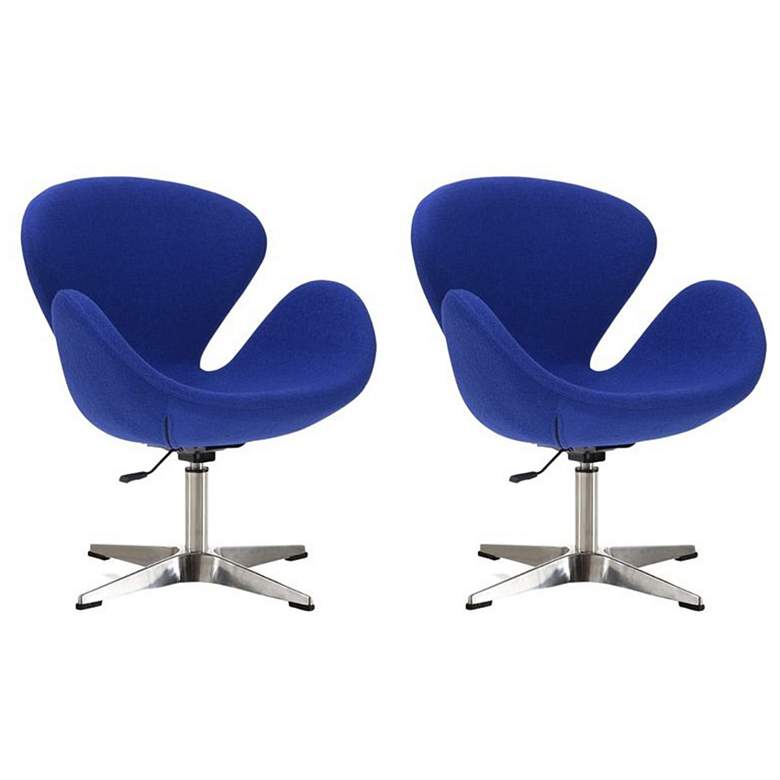 Image 1 Raspberry Adjustable Swivel Chair in Blue and Polished Chrome (Set of 2)
