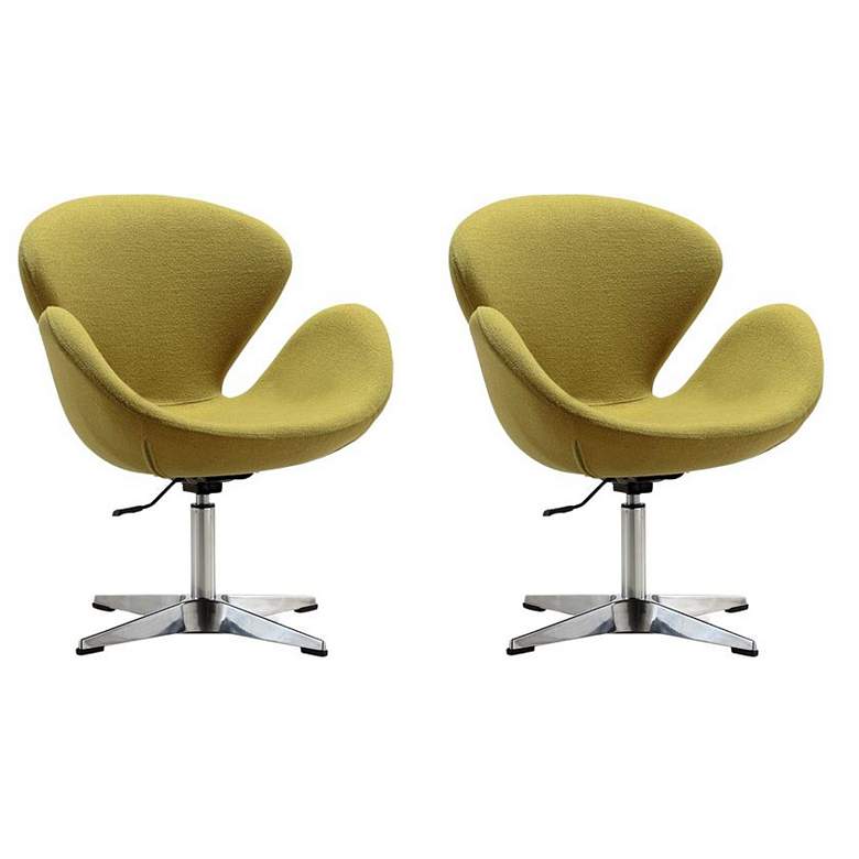 Raspberry Rounded Chairs Raspberry Adjustable Swivel Chair in Green and Polished Chrome (Set of ...