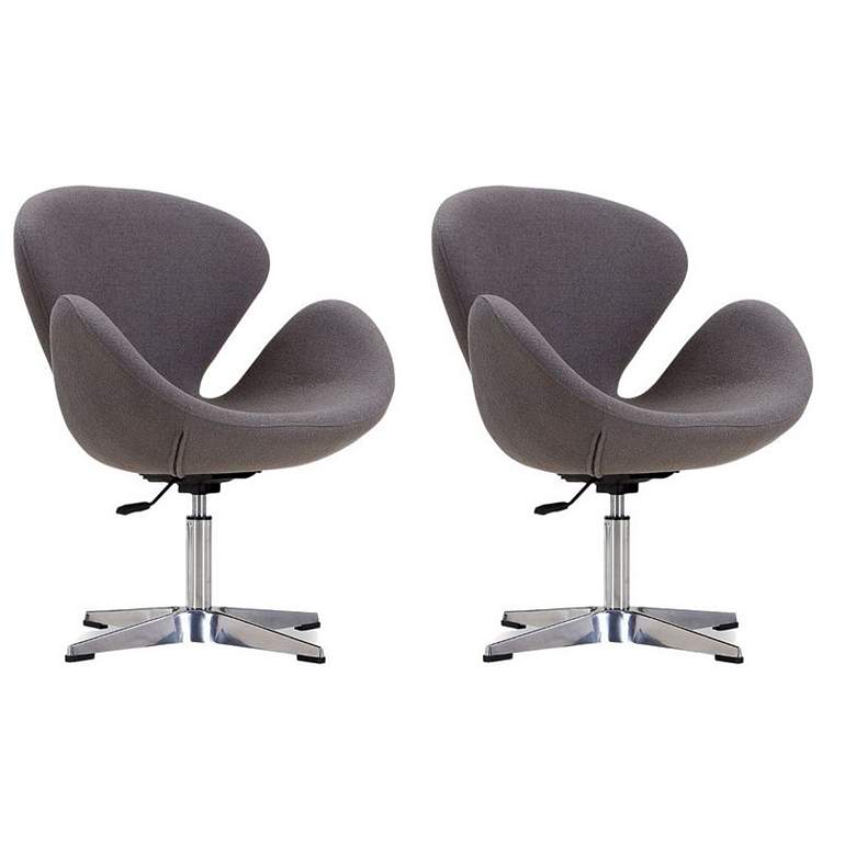 Image 1 Raspberry Adjustable Swivel Chair in Grey and Polished Chrome (Set of 2)