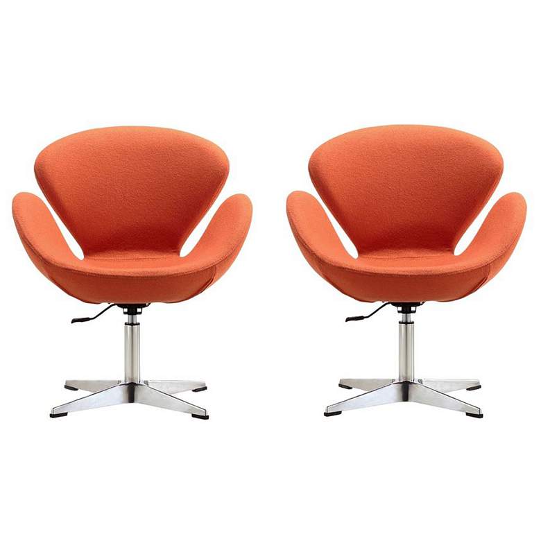Image 1 Raspberry Adjustable Swivel Chair in Orange and Polished Chrome (Set of 2)