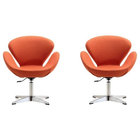 Monica Chair Raspberry Raspberry Adjustable Swivel Chair in Orange and Polished Chrome (Set of ...