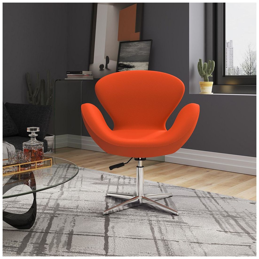 Image 2 Raspberry Adjustable Swivel Chair in Orange and Polished Chrome more views