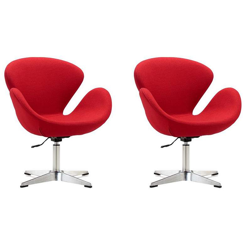 Image 1 Raspberry Adjustable Swivel Chair in Red and Polished Chrome (Set of 2)