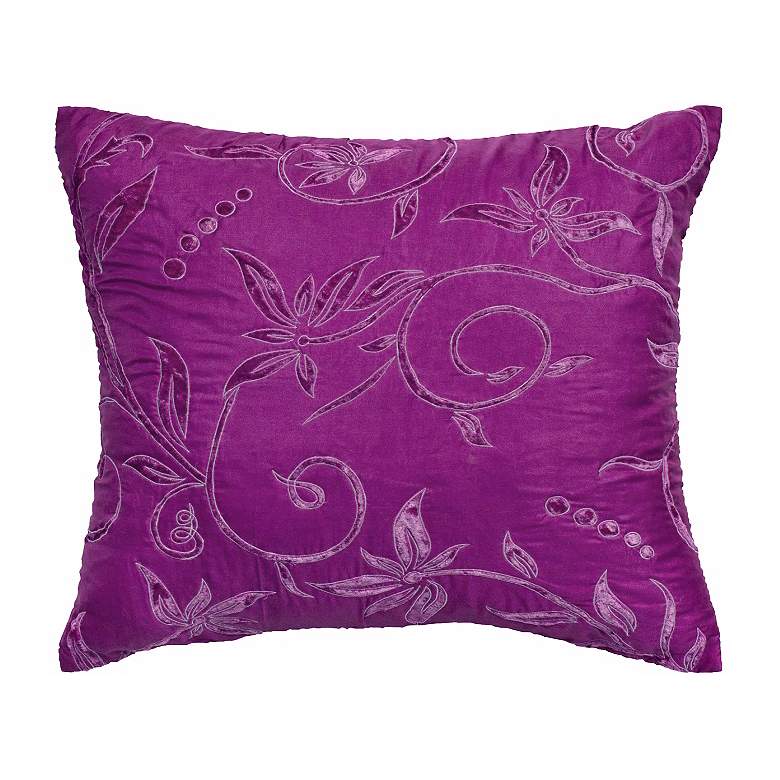 Image 1 Raspberry Burn Out Floral 18 inch Velvet Throw Pillow