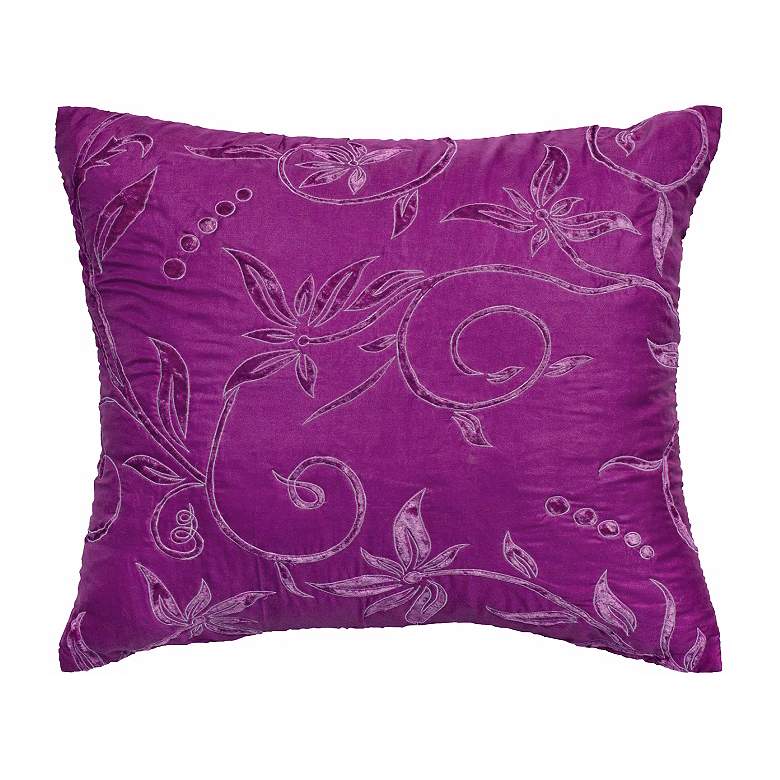 Image 1 Raspberry Burn Out Floral 18" Velvet Throw Pillow