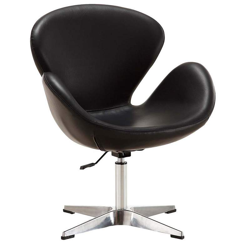 Image 1 Raspberry Faux Leather Adjustable Swivel Chair in Black and Polished Chrome