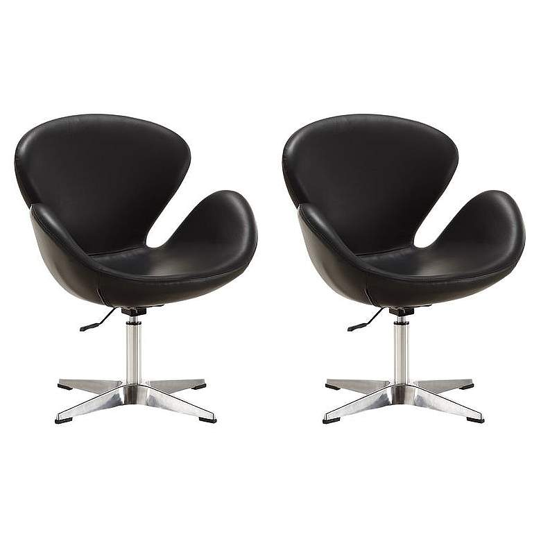 Image 1 Raspberry Faux Leather Adjustable Swivel Chair in Black Set of 2