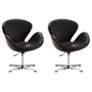 Raspberry Faux Leather Adjustable Swivel Chair in Black Set of 2