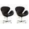 Raspberry Faux Leather Adjustable Swivel Chair in Black Set of 2