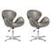 Raspberry Faux Leather Adjustable Swivel Chair in Pebble Set of 2