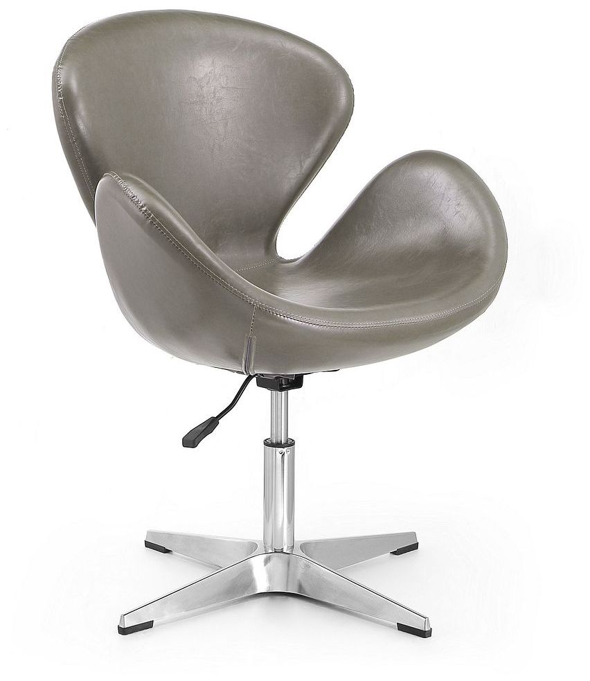 Image 4 Raspberry Faux Leather Adjustable Swivel Chair in Pebble Set of 2 more views