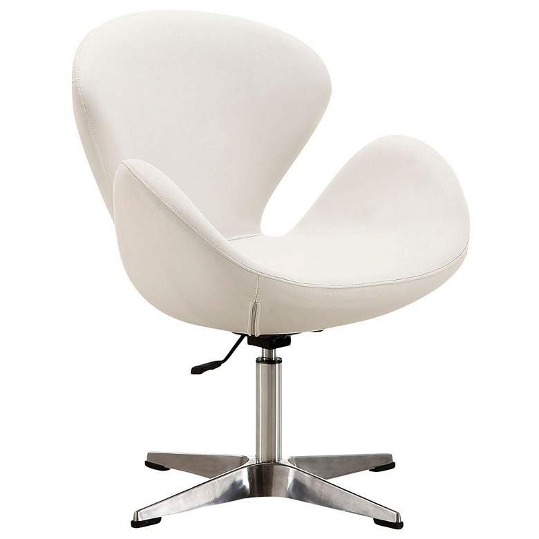 Image 1 Raspberry Faux Leather Adjustable Swivel Chair in White and Polished Chrome