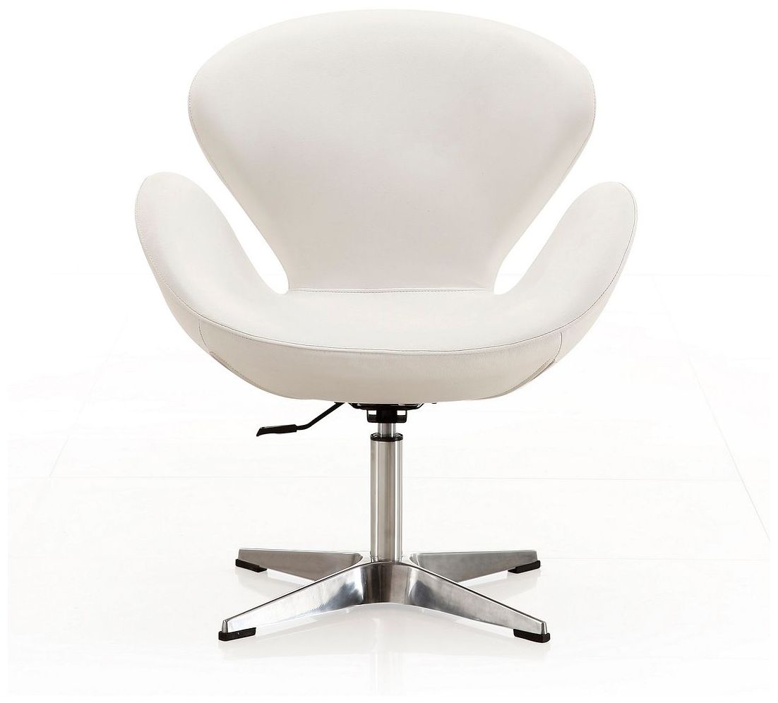 Image 4 Raspberry Faux Leather Adjustable Swivel Chair in White and Polished Chrome more views