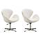 Raspberry Faux Leather Adjustable Swivel Chair in White Set of 2