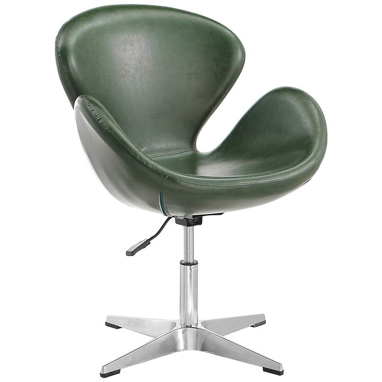 Image 2 Raspberry Green Faux Leather Adjustable Swivel Accent Chair