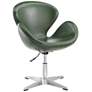 Raspberry Green Faux Leather Adjustable Swivel Accent Chair