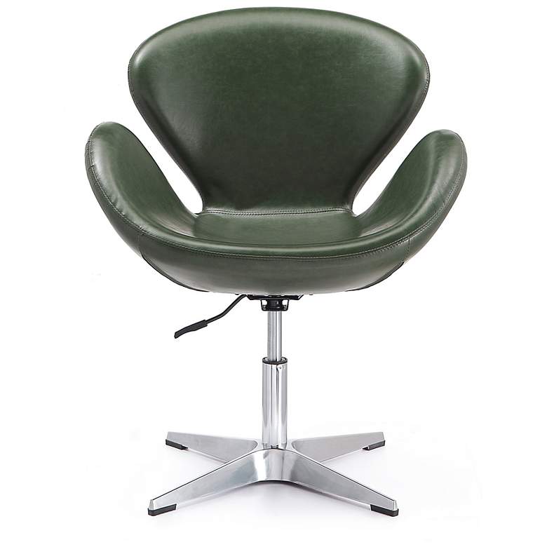 Image 4 Raspberry Green Faux Leather Adjustable Swivel Accent Chair more views