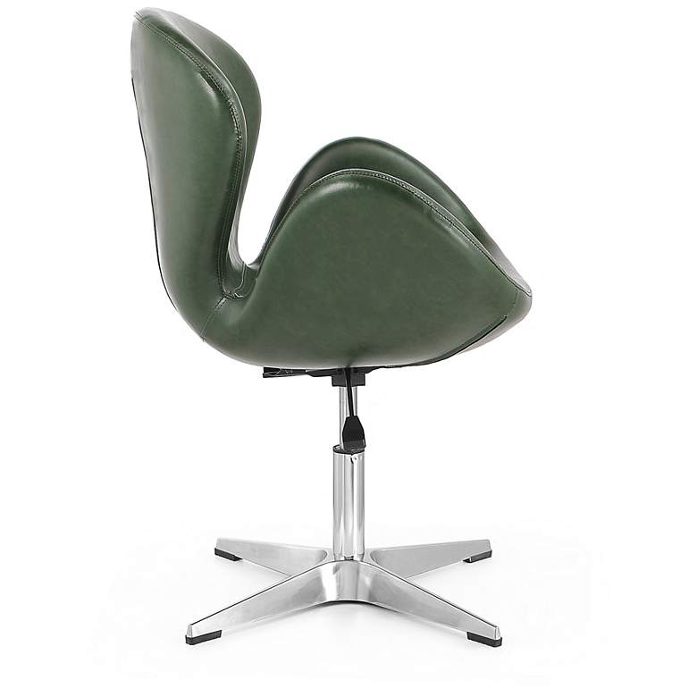 Image 5 Raspberry Green Faux Leather Adjustable Swivel Accent Chair more views