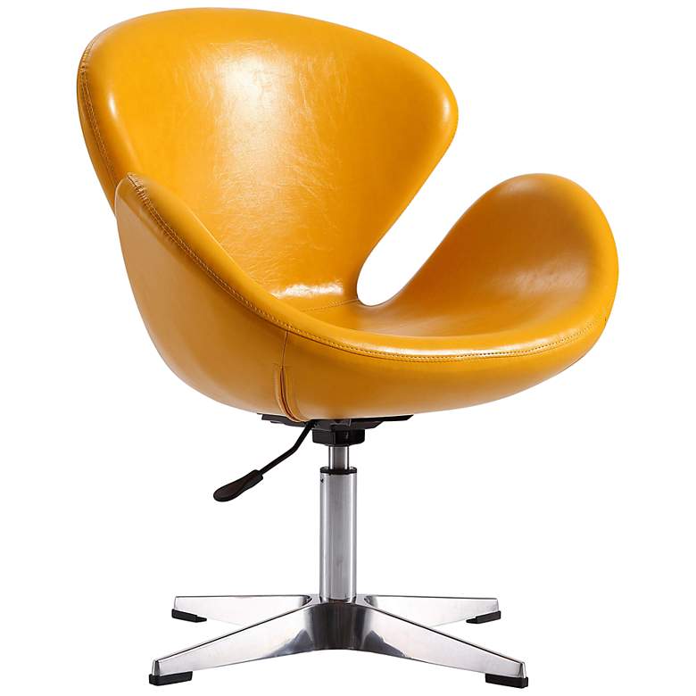 Image 2 Raspberry Yellow Faux Leather Adjustable Swivel Accent Chair