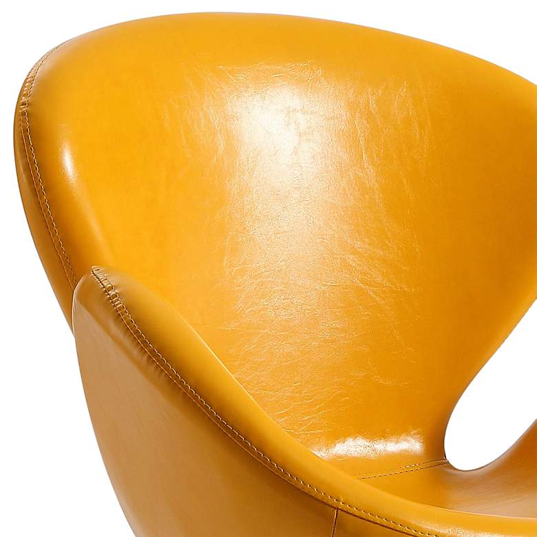 Image 3 Raspberry Yellow Faux Leather Adjustable Swivel Accent Chair more views