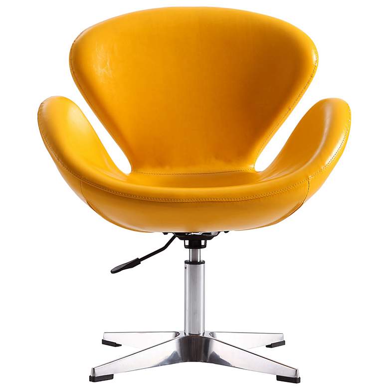 Image 4 Raspberry Yellow Faux Leather Adjustable Swivel Accent Chair more views