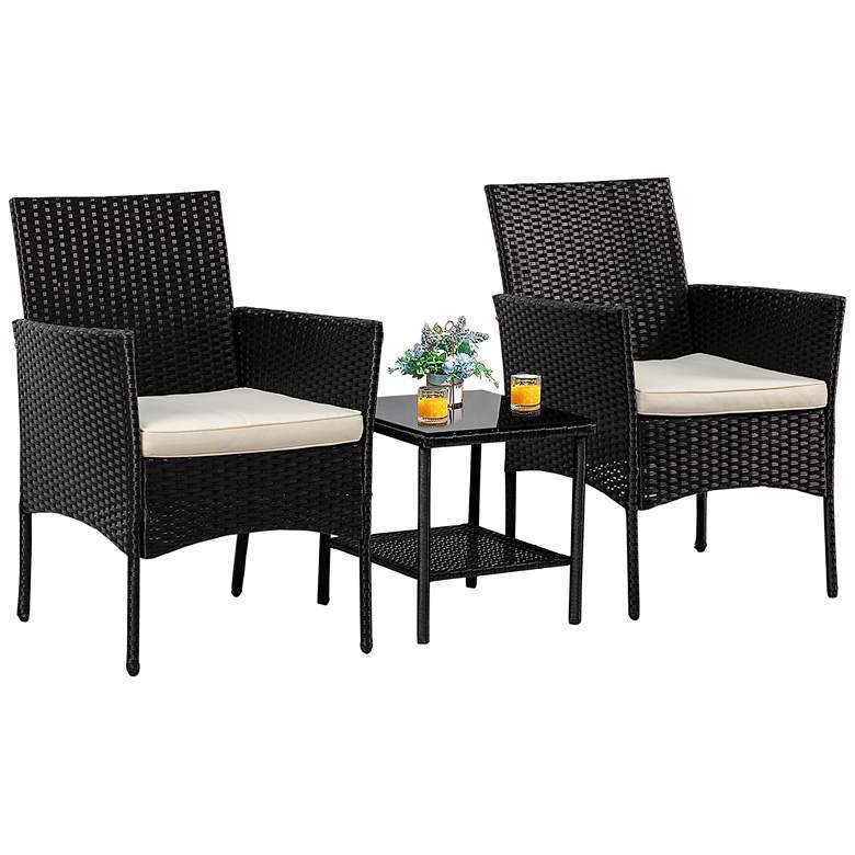 Image 1 Rass Black Wicker 3-Piece Outdoor Conversation Set