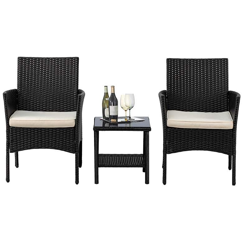 Image 2 Rass Black Wicker 3-Piece Outdoor Conversation Set more views