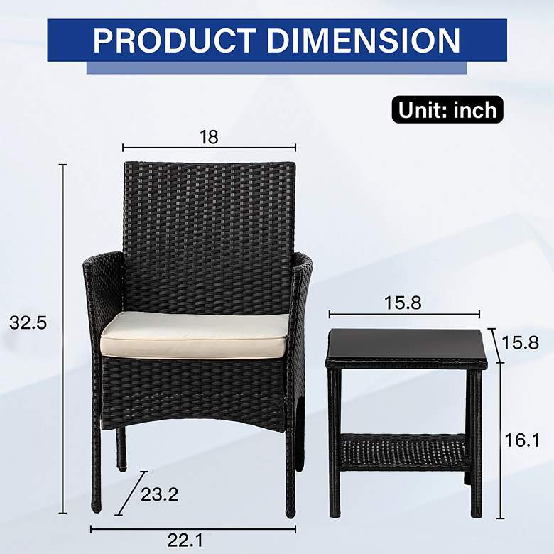 Image 3 Rass Black Wicker 3-Piece Outdoor Conversation Set more views