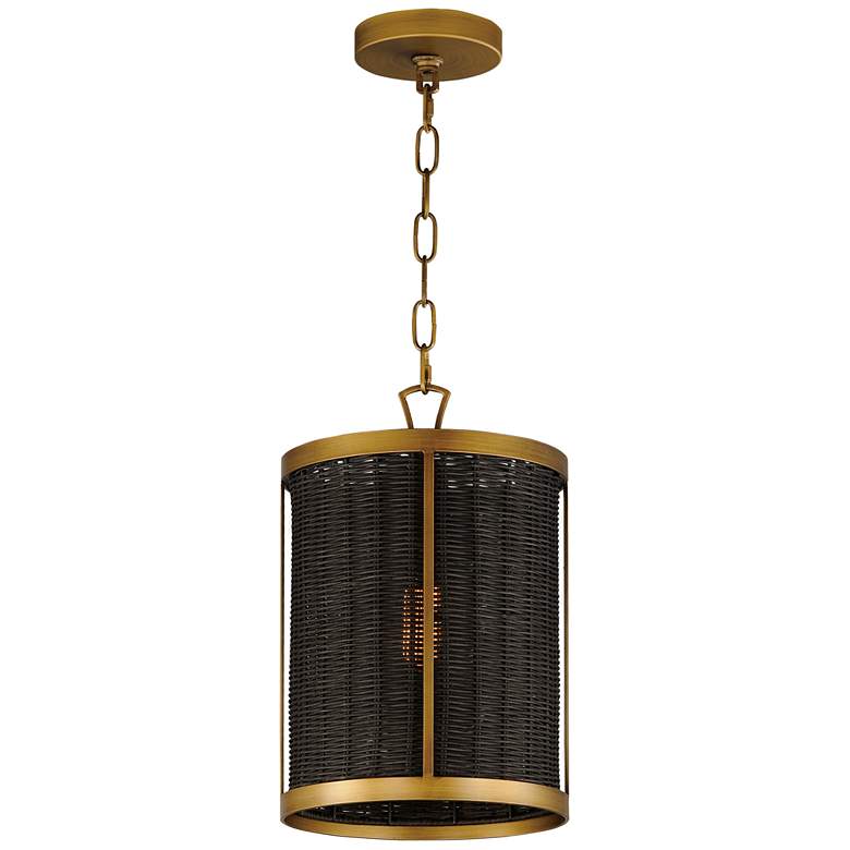 Image 1 Rattan 1-Light Pendant - Natural Aged Brass